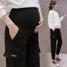 凯琳卡洛儿孕妇裤秋季秋装工装裤春秋加厚纯棉弹力孕妇装春装孕妈装宽松休闲裤冬季冬装秋裤保暖裤 黑色 M