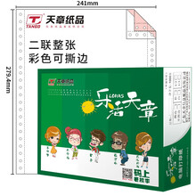 天章(TANGO)乐活天章二联整张撕边电脑打印纸 彩色针式打印纸（241-2S 色序:白红 1000页/箱)