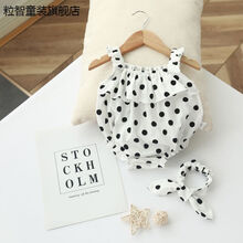 宝宝婴儿连体衣夏季无袖哈衣吊带婴儿夏季薄款包屁衣女童可爱甜美吊带哈衣女宝连体衣新生儿三角爬 黑点点 73cm