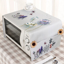 棉麻微波炉盖巾盖布格兰仕微波炉罩烤箱防尘罩套通用加大套子罩子布艺 家和富贵 微波炉罩100*35