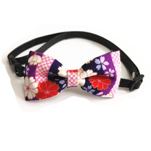 柴柴 和风日式原创手工宠物猫咪狗狗脖圈配饰品布偶猫柯基法斗泰迪柴犬蝴蝶结领结领带 花紫 S(脖围24-34)6-14斤