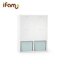 韩国进口 IFAM 3层模块收纳柜整理柜diy组合柜门拼接收纳柜扩展柜 双排-雾蓝色
