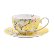 帝狼（DILANG）高档精致咖啡杯碟 英式下午茶茶具套装 红茶杯 创意礼品 鹤黄色一杯一碟