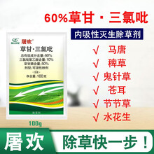 屠欢60%草甘三氯吡小飞蓬灌木笔管草构树阔叶杂草络石藤除草剂 100g