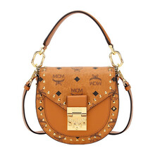 MCM 女士Patricia Visetos系列干邑色人造配牛皮革铆钉轮廓手提单肩斜挎包MWSAAPA04CO001