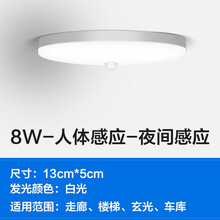 国际电工 人体红外线感应吸顶灯led声控光控雷达家用楼道过道走廊楼梯车库感应照明 8W-人体感应(夜间感应)