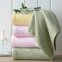 竹之锦 竹纤维素色纯彩毛巾5条装 成人洗脸大毛巾 34*72cm