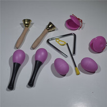 乐器儿童三角铁组合打击套装幼儿园音乐课教材 粉红色音乐5件套