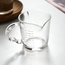 双嘴带刻度咖啡奶盅加厚款迷你玻璃量杯调奶杯浓缩意式咖啡萃取杯 宽口双嘴杯70ml