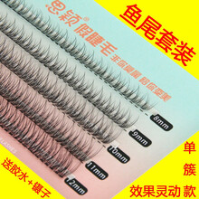 思颖鱼尾假睫毛混合装自然朵毛单簇鱼尾 燕尾式新款自嫁接单株C翘