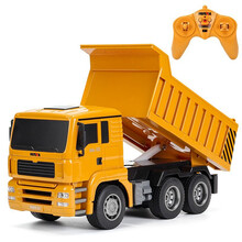 汇纳大号遥控卡车挖机电动货车玩具工程自卸车模型合金挖掘机推土钩勾机汽车翻斗车挖挖机男孩儿童礼物挖土机 6通道运输自卸卡车332 畅玩无忧(3充电电池)