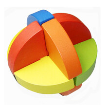 儿童木制解锁智力休闲玩具拆装孔明锁鲁班锁儿童节圣诞新年礼物 彩色鲁班球