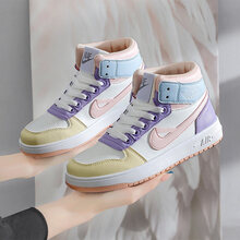 aj女童棉鞋秋冬款2020加绒保暖二棉12女孩运动高帮冬季中大童15岁 AJ-5马卡龙粉(单鞋) 36