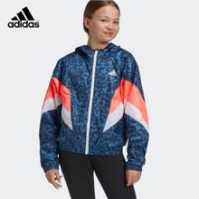 超市	adidas阿迪达斯2020春夏季女大童梭织夹克GG3691蓝A140/建议身高140cm