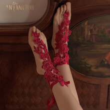 曼烟 情趣内衣 女诱惑千足花镂空蕾丝袜情趣配饰浪漫束缚镂空袜诱惑制服搭配 千足花 红 7150