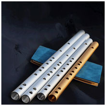 金属短笛无膜孔横笛古风初学入门演奏铝合金铁不锈钢笛子 无膜孔金色F调（39厘米）+教学书