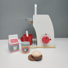 儿童过家家厨房玩具套装木制女孩仿真餐具煮饭男孩宝宝生日礼物 咖啡机白色勋
