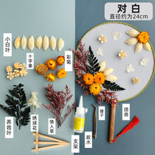 中国风古风团扇干花diy材料包 儿童手工制作永生花圆扇子自制礼物儿童礼物 对白团扇干花包套装1 干花包