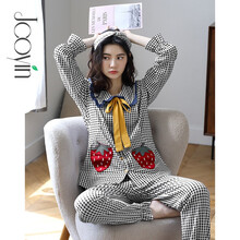 娇银孕妇睡衣夏季纯棉月子服可外穿家居服春秋产妇产后哺乳衣 C777黑白格翻领套装 L（建议体重120-140斤左右穿）