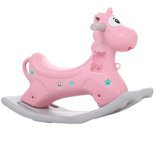 【现货直发】韩版儿童摇摇马圣诞元旦玩具萌小鹿摇摇马室内乐园宝宝1-6岁孩子健身玩具豪华升级版音乐摇马 粉色大眼独角兽（基础款） 摇马