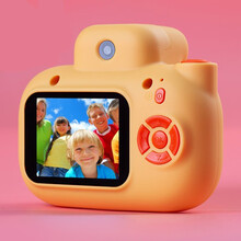波比熊 儿童相机网红数码照相机1500W像素可拍照摄像玩具迷你相机男女小孩3-12岁生日礼物 活力黄16G内存1500W像素