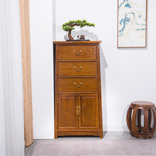 寻古红木家具非洲鸡翅木（学名：非洲崖豆木）储物柜斗柜实木新中式卧室储物柜角柜收纳柜O 长60*宽38*高126cm