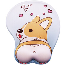 CAPERE(铠雷)鼠标垫护腕可爱柯基狗女生硅胶加厚小号带手托3d立体卡通电脑办公娱乐滑鼠垫 浅蓝爱心柯基M436