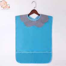 成人饭兜围嘴口水巾老人吃饭围兜防水防油防漏免洗老年人围兜 【脖子处加绒】湖蓝