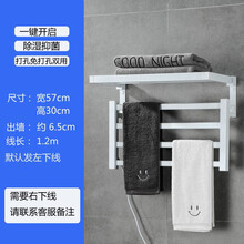 智能WIFI远程控制电热毛巾架杆毛巾置物架烘干免打孔浴巾架卫生间恒温挂架宝宝衣服碳纤维加热架莱信 电热毛巾架白色升级款