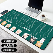 雷真鼠标垫办公快捷键超大加厚ps excel cad快捷键大全鼠标垫全套桌垫 绿色办公软件 600*1200*4MM