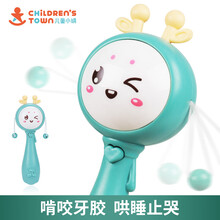 儿童小镇 婴儿拨浪鼓 可啃咬摇铃拨浪鼓宝宝多功能音乐棒摇摇乐0-1岁新生儿玩具 萌鹿拨浪鼓绿色