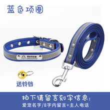 猫牌 宠物刻字狗狗猫咪名牌定制身份牌防走丢吊牌猫牌狗牌项圈名牌铃铛 蓝色+牵引绳(联系客服备注模板和信息) XS：建议脖围20-26cm(建议体重8斤以内)送