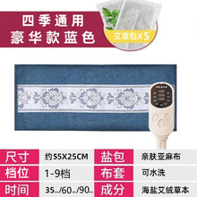 福然客 盐袋海盐粗盐热敷包电加热家用艾草包非带子肩颈盐包电热理疗袋子 9档手控豪华款-蓝+艾草包5片