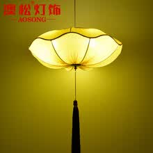 澳松 新中式吊灯餐厅吊灯个性荷叶灯仿古会所酒店茶楼茶室吊灯中国风包厢火锅店走廊过道工程灯 直径600MM