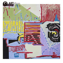 墨斗鱼艺术王祥彬抽象纸本综合材料原作黄色抽象色块大尺寸横幅新中式风格装饰画手工画框装裱85*80cm