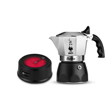 比乐蒂Bialetti 摩卡壶 意大利进口手冲双阀咖啡壶高压特浓家用意式滴滤brikka壶 2杯份+新电陶炉（暗夜黑）