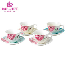 Royal Albert英国皇家阿尔伯特陶瓷茶具咖啡杯米兰达可儿英式下午茶杜鹃蝴蝶 四杯四碟