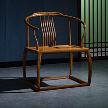 艺铭天下红木家具非洲鸡翅木（学名：非洲崖豆木）圈椅实木新中式客厅会客椅泡茶椅休闲椅笔杆椅书桌椅太师椅 禅椅：长60*宽50*坐高42(总高83)cm