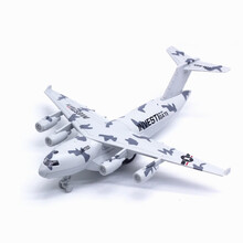 中麦微 儿童玩具仿真飞机模型波音C-17运输机静态摆件带灯光回力合金空中军事大号客机带底座3岁10岁 波音C17运输机 灰色（合金-声光-回力-展示架）