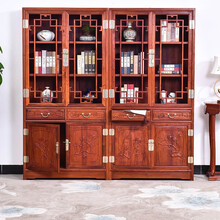 艺铭天下红木家具缅甸花梨（学名：大果紫檀）书房书柜实木书橱带门中式仿古陈列柜书架明清古典书房书橱柜玻 单个 长98宽38高198cm(只发一个)