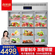 喜莱盛四门冰柜六门冰箱商用冷藏冷冻保鲜柜展示柜双温立式冷柜不锈钢大容量冰箱厨房冰柜急冻柜 六门全冷藏（玻璃门）
