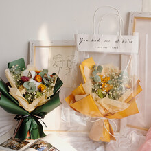 文艺向日葵干花花束棉花包装人满天星天然真花礼盒生日圣诞礼物 尺寸参照A4纸大小