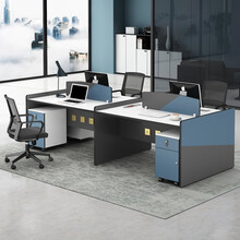格辰职员办公桌椅组合办公家具屏风工位简约现代格调蓝单人2人4人6人工位电脑桌椅组合 格调蓝+白色 定制（单拍无效）
