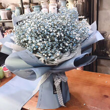 母亲节情人节满天星干花大花束鲜花速递装饰摆设云南真花送女友生日礼物 P016蓝白满天星花束(韩式风)