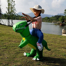 抖音同款亲子绿恐龙充气服饰cosplay表演外星人绿鬼天马独角兽西部牛仔大鸟皮卡丘大红公鸡相扑充气服 XS码绿恐龙充气服（适合70CM--85CM））