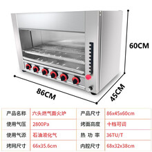 商用燃气烤箱日式烤鱼炉煤气烤炉升降烤鸡无烟烧烤炉摆摊大容量型世雅 六头燃气款烤炉