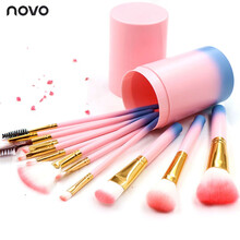 化妆刷化妆盒套装5件/7件腮红刷唇刷彩妆化妆工具初学者化妆笔刷 12支化妆刷渐变色(桶装)