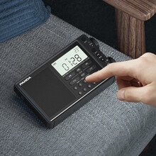 熊猫（PANDA）6218收音机全波段可充电式插卡蓝牙收音机老人新款便携式迷你闹钟高灵敏广播半导体  黑色【官方标配+8G 歌曲卡】