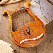 箜篌16弦莱雅琴小竖琴箜篌初学者小型里拉琴小众乐器便携式易学lyre琴 19弦· 箱式·古典· 原木色(弹奏更多歌曲)
