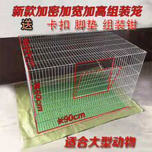 其六加粗加密兔笼子鸽子养殖笼鸡笼家用鹌鹑笼铁丝镀锌笼运输笼 90*60*60笼三件套